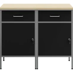 vidaXL Armario de trabajo 2 pcs y Gris 100 x 55 x 85 cm Negro Online