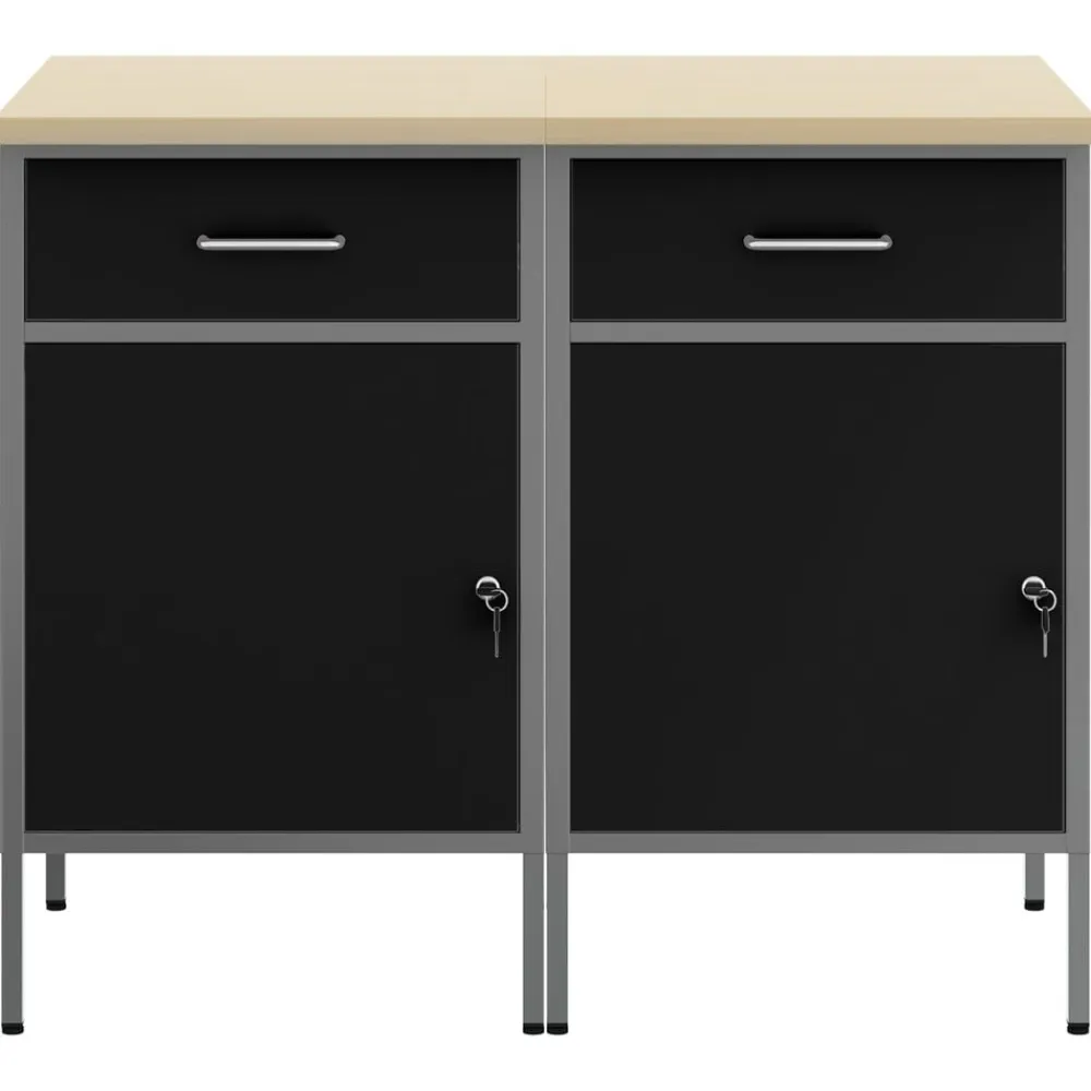 vidaXL Armario de trabajo 2 pcs y Gris 100 x 55 x 85 cm Negro Online