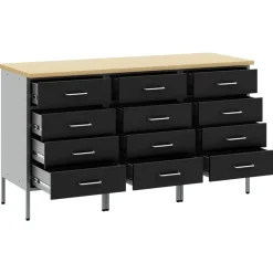vidaXL Accesorios De Bricolaje-Armario de trabajo 3 pcs y Gris 150 x 55 x 85 cm
