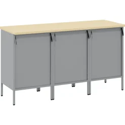 vidaXL Accesorios De Bricolaje-Armario de trabajo 3 pcs y Gris 150 x 55 x 85 cm