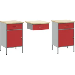 vidaXL Armario de trabajo 3 pcs Madera Ingenierizada y Acero Rojo Outlet