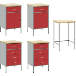 vidaXL Armario de trabajo 3 pcs Madera Ingenierizada y Acero Rojo Outlet