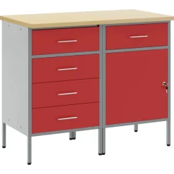 vidaXL Armario de trabajo con cajón 2 pcs y Gris 100 x 55 x 85 cm Rojo Online
