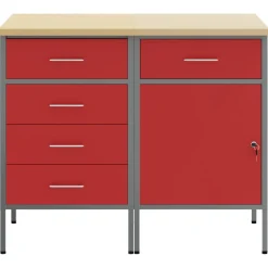 vidaXL Armario de trabajo con cajón 2 pcs y Gris 100 x 55 x 85 cm Rojo Online