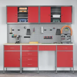 vidaXL Accesorios De Bricolaje-Armario de trabajo 10 pcs Madera Ingenierizada y Acero
