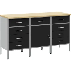 vidaXL Armario de trabajo 3 pcs y Gris 150 x 55 x 85 cm Negro Best