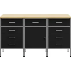 vidaXL Armario de trabajo 3 pcs y Gris 150 x 55 x 85 cm Negro Best