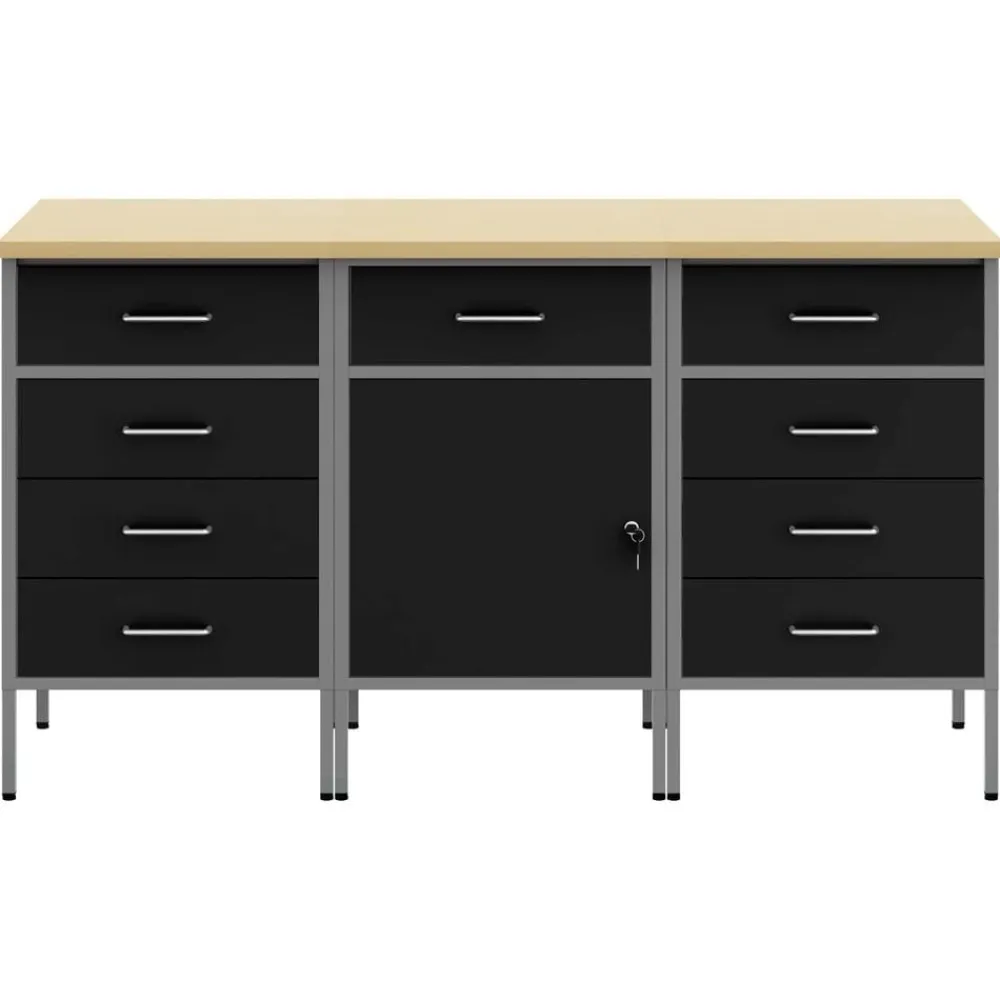 vidaXL Armario de trabajo 3 pcs y Gris 150 x 55 x 85 cm Negro Best