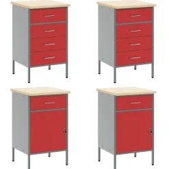 vidaXL Armario de trabajo 10 pcs Madera Ingenierizada y Acero Rojo New