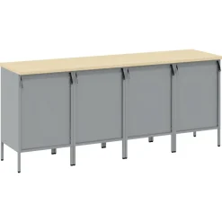 vidaXL Accesorios De Bricolaje-Armario de trabajo con cajón 4 pcs y Gris 200 x 55 x 85 cm