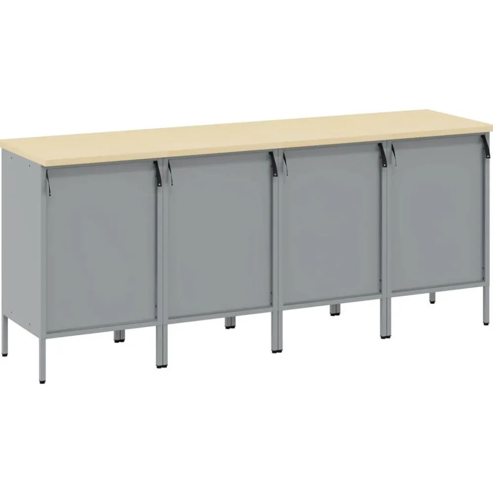 vidaXL Accesorios De Bricolaje-Armario de trabajo con cajón 4 pcs y Gris 200 x 55 x 85 cm