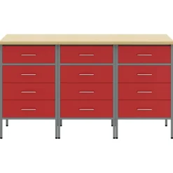 vidaXL Accesorios De Bricolaje-Armario de trabajo con cajón 3 pcs y Gris 150 x 55 x 85 cm