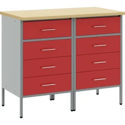 vidaXL Armario de trabajo con cajón 2 pcs y Gris 100 x 55 x 85 cm Rojo Best