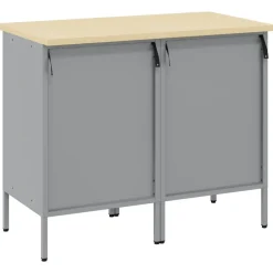 vidaXL Armario de trabajo con cajón 2 pcs y Gris 100 x 55 x 85 cm Rojo Best
