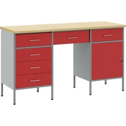 vidaXL Armario de trabajo 3 pcs Madera Ingenierizada y Acero Rojo Discount