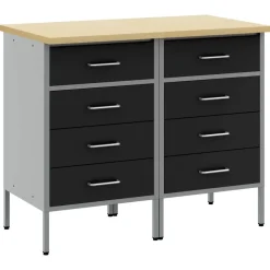 vidaXL Armario de trabajo 2 pcs y Gris 100 x 55 x 85 cm Negro Clearance