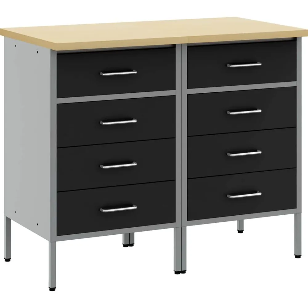 vidaXL Armario de trabajo 2 pcs y Gris 100 x 55 x 85 cm Negro Clearance