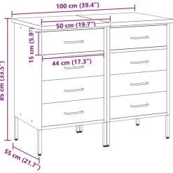 vidaXL Armario de trabajo 2 pcs y Gris 100 x 55 x 85 cm Negro Clearance