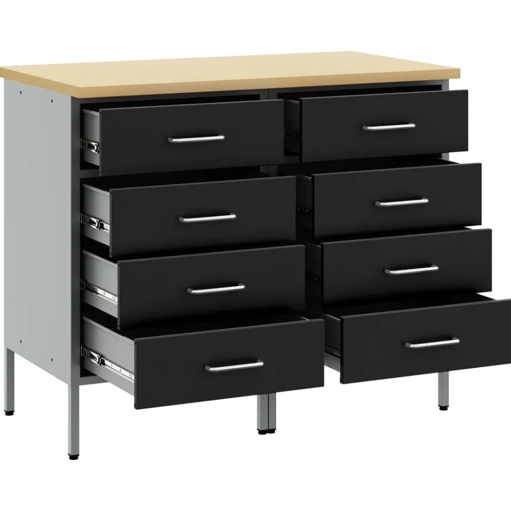 vidaXL Armario de trabajo 2 pcs y Gris 100 x 55 x 85 cm Negro Clearance