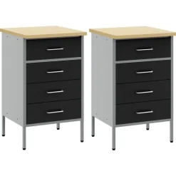 vidaXL Armario de trabajo 2 pcs y Gris 100 x 55 x 85 cm Negro Clearance