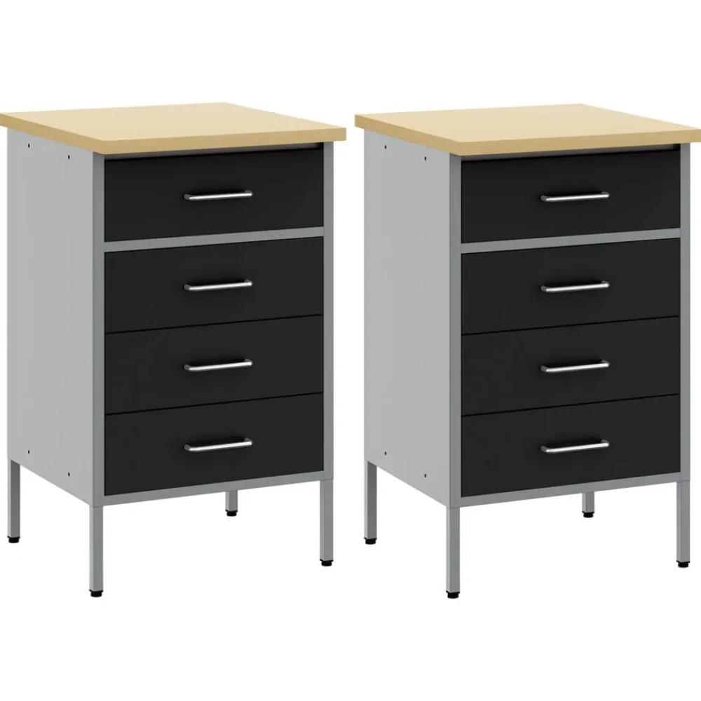 vidaXL Armario de trabajo 2 pcs y Gris 100 x 55 x 85 cm Negro Clearance