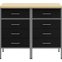 vidaXL Armario de trabajo 2 pcs y Gris 100 x 55 x 85 cm Negro Clearance