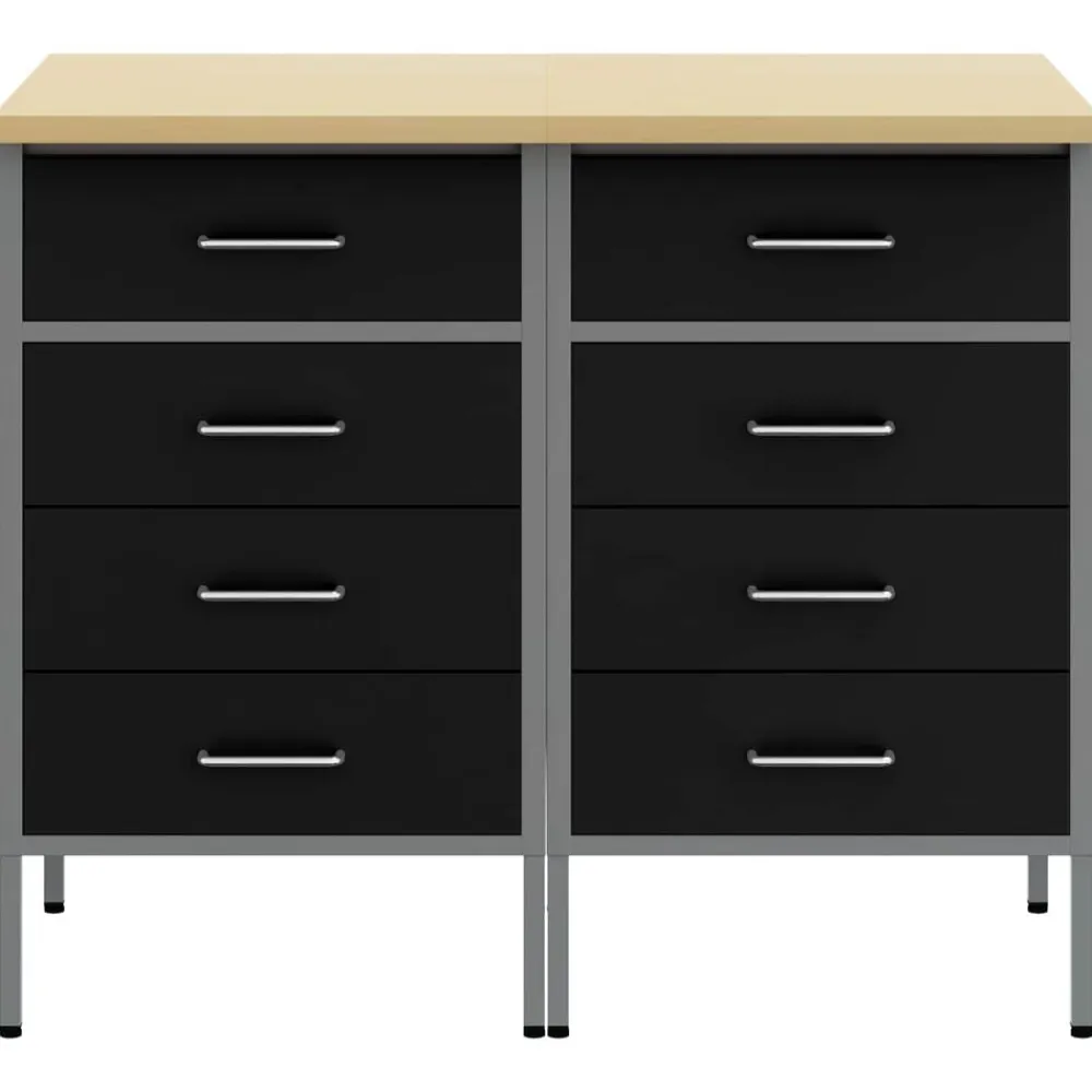 vidaXL Armario de trabajo 2 pcs y Gris 100 x 55 x 85 cm Negro Clearance