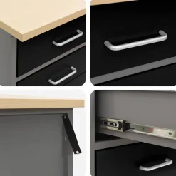 vidaXL Armario de trabajo 2 pcs y Gris 100 x 55 x 85 cm Negro Clearance