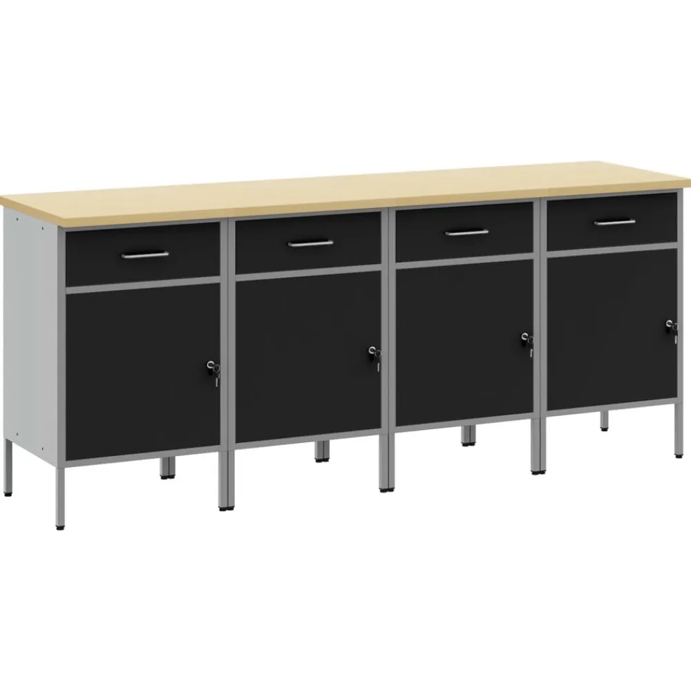 vidaXL Accesorios De Bricolaje-Armario de trabajo 4 pcs y Gris 200 x 55 x 85 cm