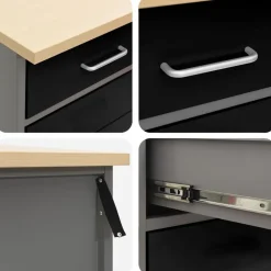 vidaXL Accesorios De Bricolaje-Armario de trabajo 4 pcs y Gris 200 x 55 x 85 cm