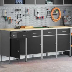 vidaXL Accesorios De Bricolaje-Armario de trabajo 4 pcs y Gris 200 x 55 x 85 cm