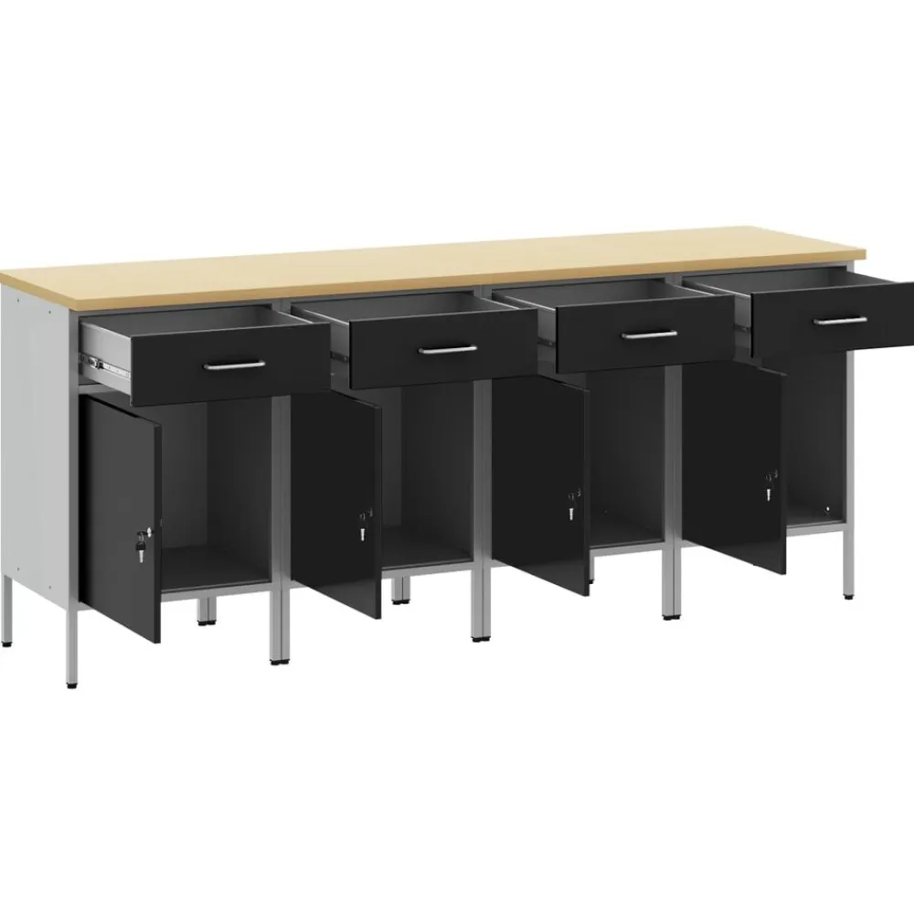vidaXL Accesorios De Bricolaje-Armario de trabajo 4 pcs y Gris 200 x 55 x 85 cm
