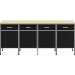 vidaXL Accesorios De Bricolaje-Armario de trabajo 4 pcs y Gris 200 x 55 x 85 cm