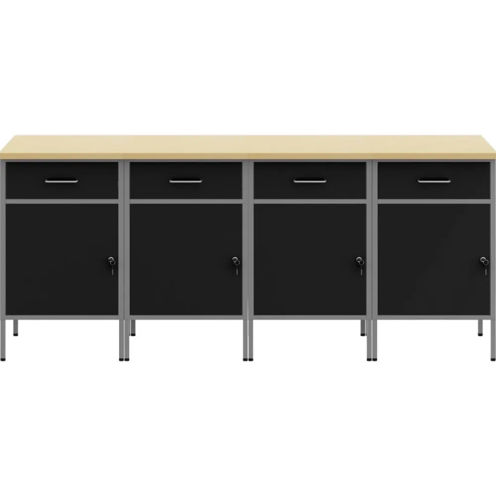 vidaXL Accesorios De Bricolaje-Armario de trabajo 4 pcs y Gris 200 x 55 x 85 cm