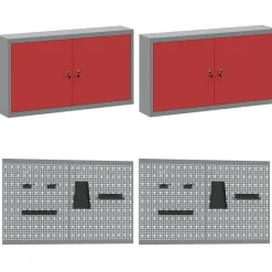 vidaXL Armario de trabajo 10 pcs Madera Ingenierizada y Acero Rojo Best