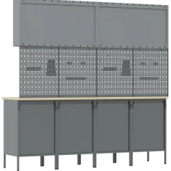 vidaXL Armario de trabajo 10 pcs Madera Ingenierizada y Acero Rojo Best