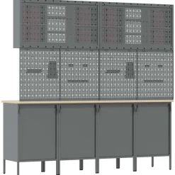 vidaXL Armario de trabajo 10 pcs Madera Ingenierizada y Acero Rojo Online