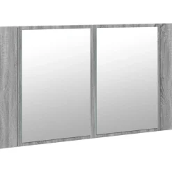 vidaXL Armario espejo de baño con luz LED acrílico gris 80x12x45 cm Gris sonoma
