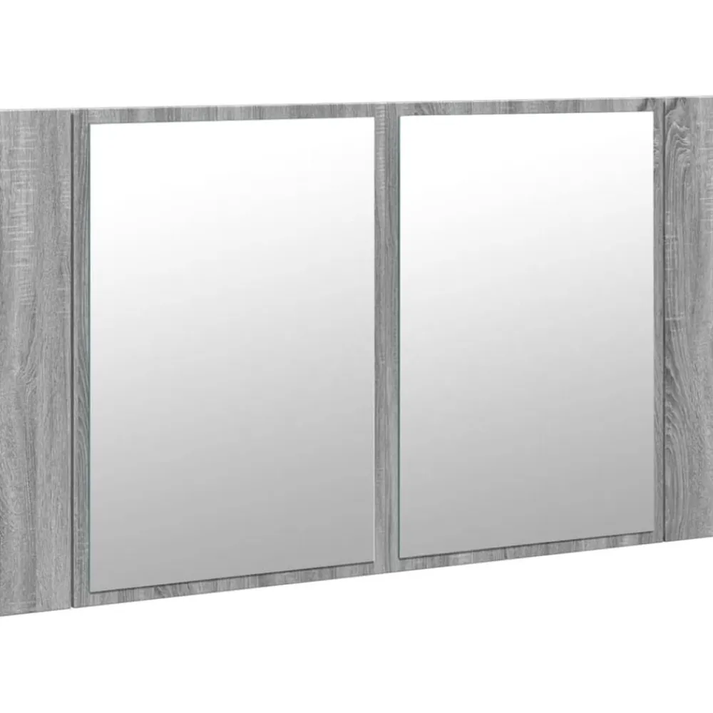 vidaXL Armario espejo de baño con luz LED acrílico gris 80x12x45 cm Gris sonoma