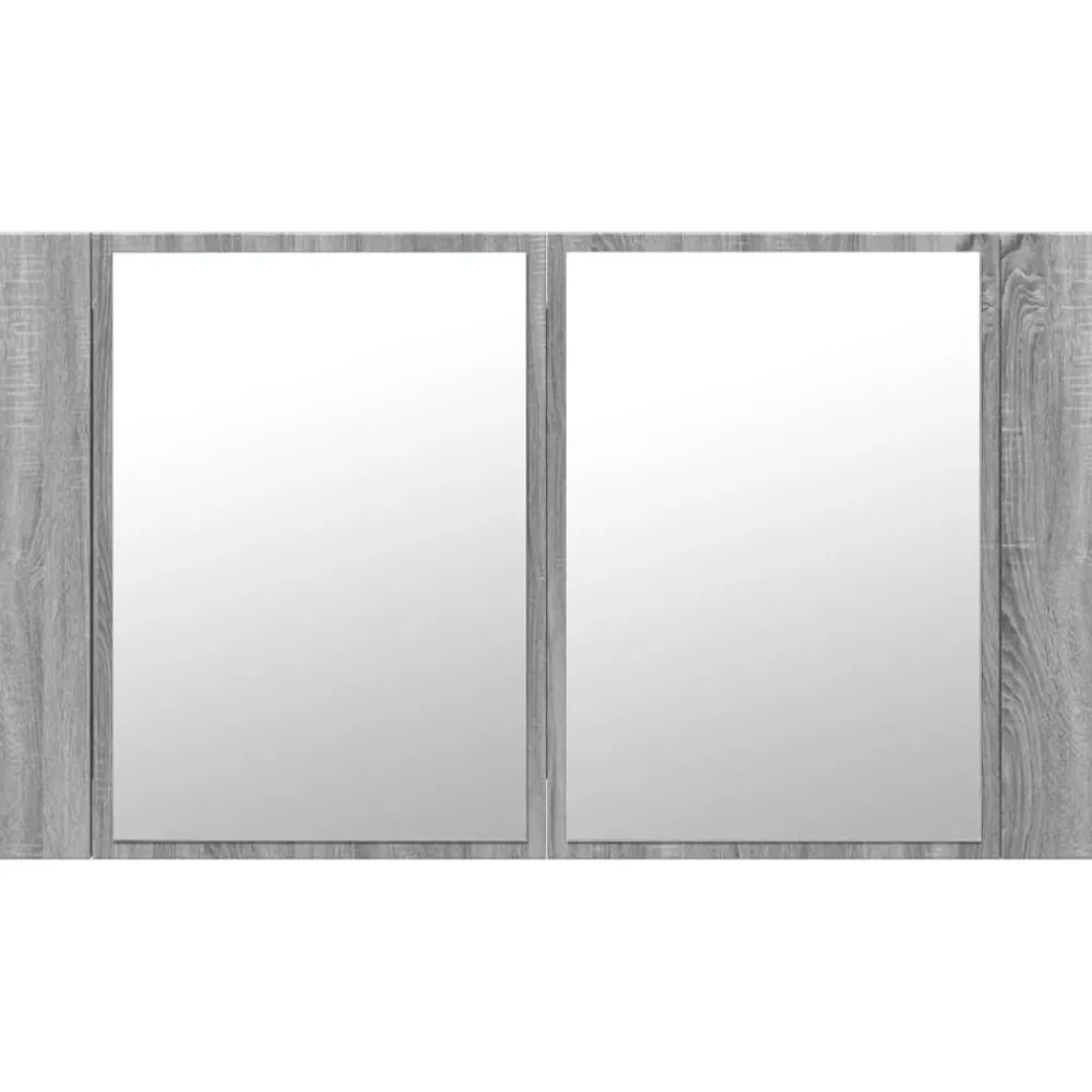 vidaXL Armario espejo de baño con luz LED acrílico gris 80x12x45 cm Gris sonoma