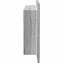 vidaXL Armario espejo de baño con luz LED acrílico gris 80x12x45 cm Gris sonoma
