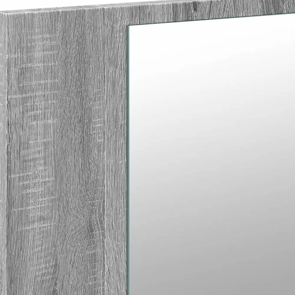 vidaXL Armario espejo de baño con luz LED acrílico gris 80x12x45 cm Gris sonoma