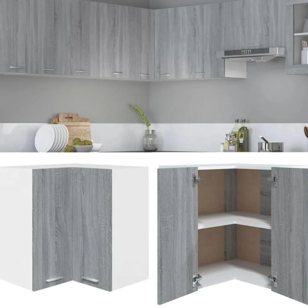 vidaXL Armarios Y Almacenamiento-Armario esquinero colgante "Lyon" 57x57x60 cm madera de ingeniería