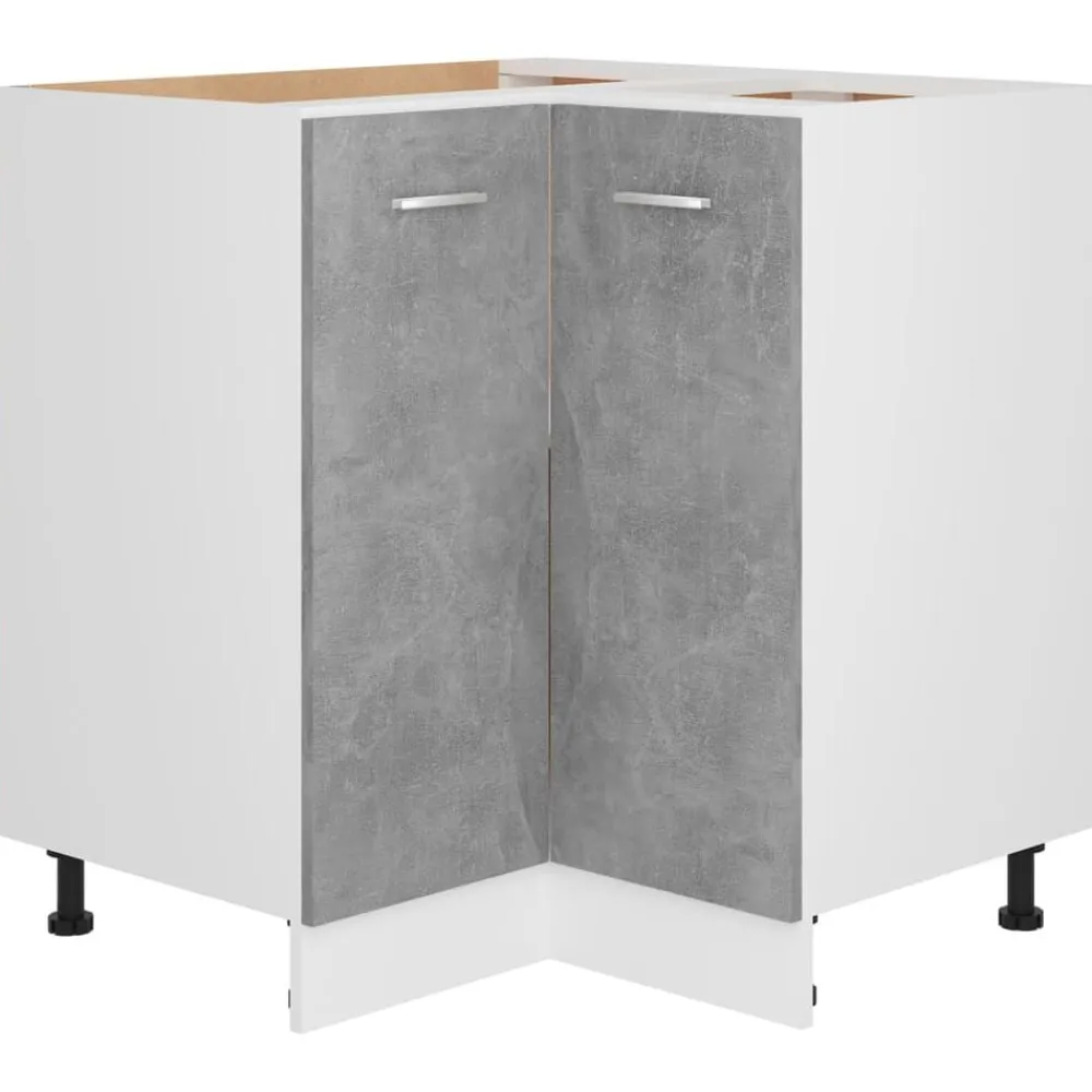 vidaXL Armarios Y Almacenamiento-Armario esquinero bajo "Lyon" gris hormigón, 75,5 x 75,5 x 81,5 cm, madera de ingeniería