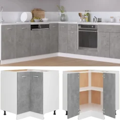 vidaXL Armarios Y Almacenamiento-Armario esquinero bajo "Lyon" gris hormigón, 75,5 x 75,5 x 81,5 cm, madera de ingeniería