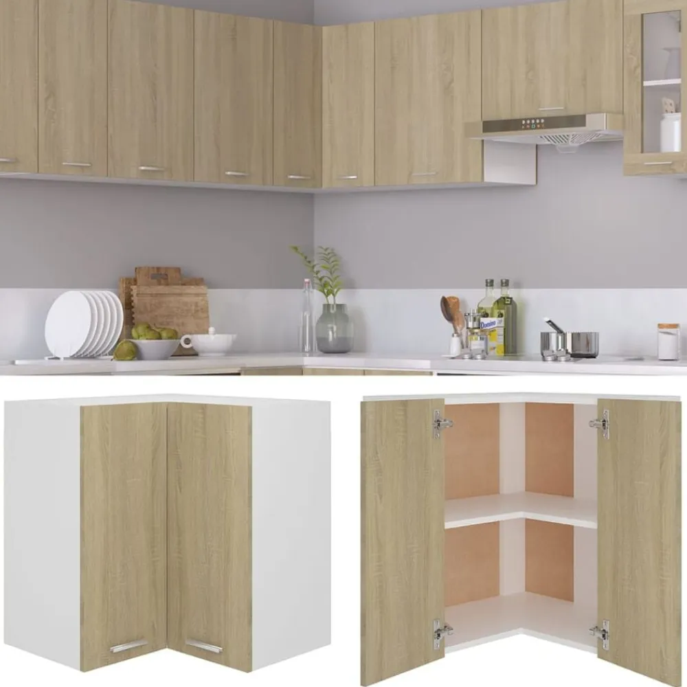 vidaXL Armario esquinero colgante "Lyon" 57x57x60 cm madera de ingeniería Roble Sonoma Clearance