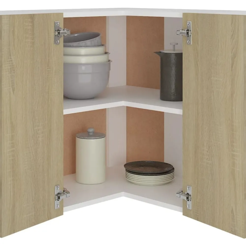 vidaXL Armario esquinero colgante "Lyon" 57x57x60 cm madera de ingeniería Roble Sonoma Clearance