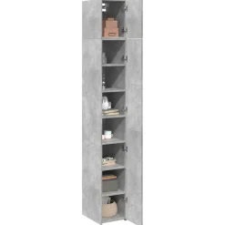 vidaXL Armario estrecho madera ingeniería gris hormigón 30x42,5x225 cm Gris hormigón New