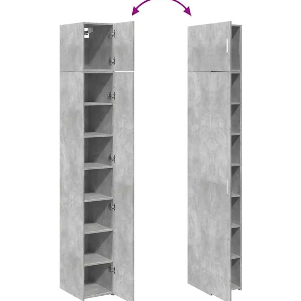 vidaXL Armario estrecho madera ingeniería gris hormigón 30x42,5x225 cm Gris hormigón New