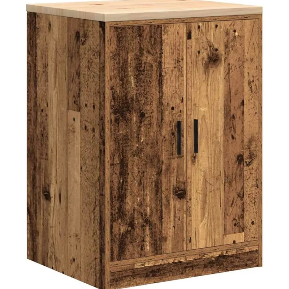 vidaXL Armario garaje madera vieja 60x51x85 cm Madera maciza de pino Madera antigua New